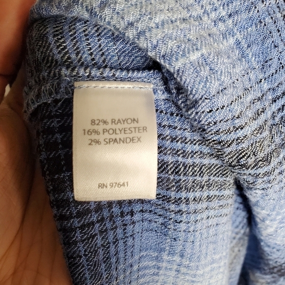 J. Jill Blue & Black Plaid Print Button Front Elliptical Shirt Dress - Picture 9 of 9